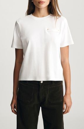 Mavi Welt Pocket Crop Cotton T-Shirt in White at Nordstrom, Size Small