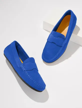 Talbots Parker Suede Moccasins Shoes - Blue Majesty - 10 1/2 M Talbots