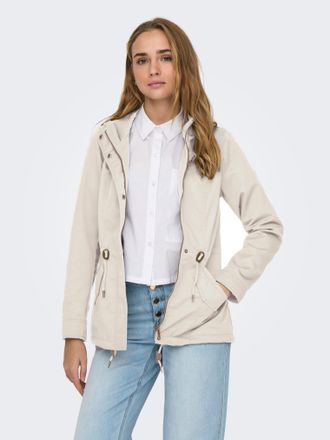 Only Parka ONLY ONLLORCA LIFE CANVAS PARKA CC OTW, Damen, Gr. XL, moonbeam, Web, Obermaterial: 80% Polyester, 20% Baumwolle, unifarben, regular fit h&uuml;ftlan