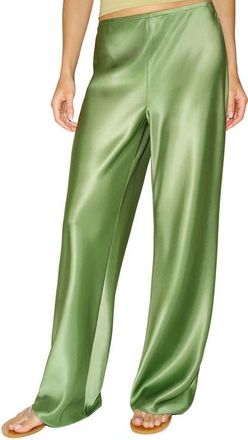 Reformation Gale High Waist Satin Pants in Jade Green at Nordstrom, Size X-Small