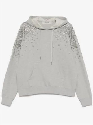 Golden Goose Womens Melissa Haus Hoodie Sweatshirt With Crystal Application In Alluminium Melange Gray