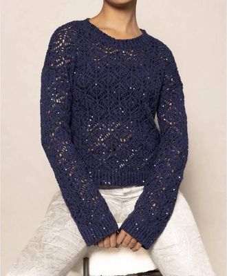Lisa Todd Shimmer & Shaker Sweater In Navy
