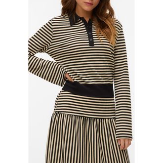 Vero Moda Isabella Stripe Long Sleeve Top in Black Stripes Birch at Nordstrom Rack, Size X-Small