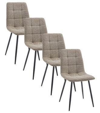 Home Heavenly Pack de 4 sillas de comedor en tela beige tostado y patas metal negro