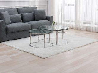 Pascal Morabito Tavolino a scomparsa in Vetro temperato e Acciaio inossidabile Argento - MAEVANE II di Pascal MORABITO