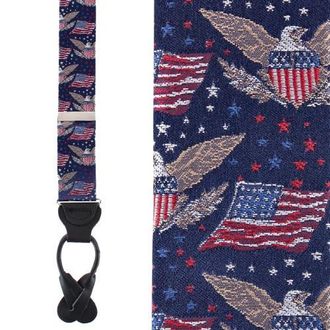 Trafalgar Store Legacy Soars Patriotic Bald Eagle Silk Novelty Button End Suspenders in Navy Blue at Nordstrom