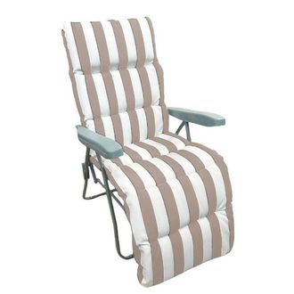 Trade Shop Trade Shop - Silla De Cubierta Con Almohada A Rayas Blancas Tortora 73x60x102 Cm Sill&oacute;n 512004