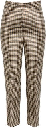 Akris Feryn Houndstooth Shetland Tweed Wool Ankle Pants in Beige/Cognac/Black at Nordstrom, Size 8