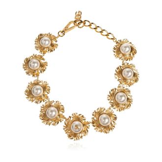 Dolce & Gabbana Accessoires, Dames, Geel, ONE Size, Korte Ketting met Kunstparels
