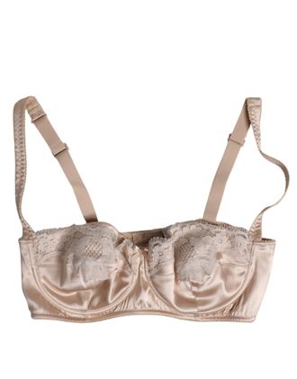 Dolce & Gabbana Biege Silk Underwired Balconette Bra Womens Underwear