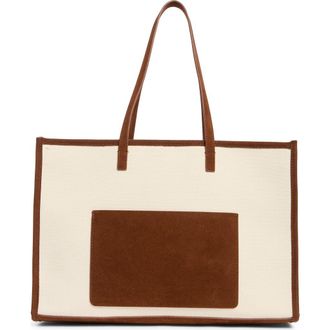 BCBGeneration Canvas Tote Bag in Natural Chocolate at Nordstrom Rack