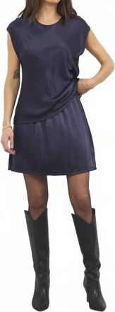 La Made Oscar Satin Top In Navy