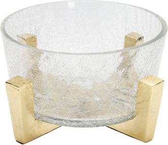 Alice Pazkus Hammered Glass Bowl On Block Base