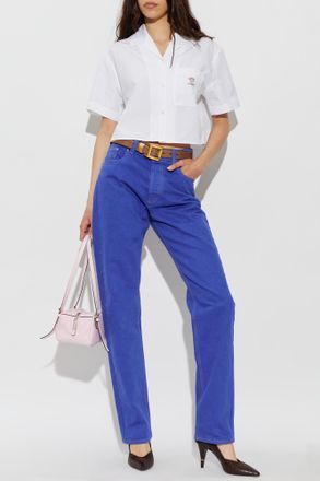 Versace Short Shirt With Pocket, Womens, White