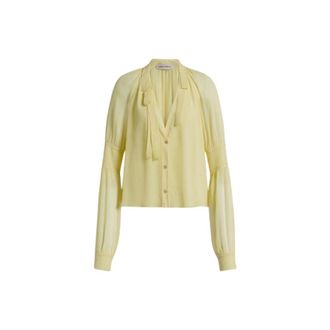 Alberta Ferretti Alberta Ferretti, Shirts, female, Yellow, Size: XS Silk Creponne Blouse