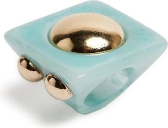 La DoubleJ Hathor Vierkante Ring - Dames - Ringen - Blauw - ONE Size - Polyester - Accessoires