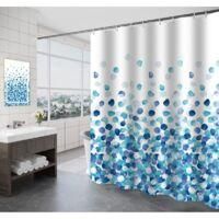 OEM Cortina De Ducha De 180 X 200 Cm, Antimoho Y Antibacteriana, P&eacute;talos Azules, 12 Anillas, Dobladillo Con Peso - Crezuo
