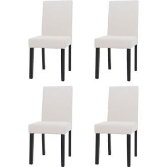 Hhg Non utilizzato] Set 4x sedie Littau tessuto a coste soggiorno cucina sala da pranzo legno 90x42x50cm avorio gambe scure