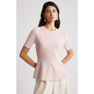 Nordstrom Short Sleeve Peplum Sweater in Pink Smoke at Nordstrom, Size Xx-Large