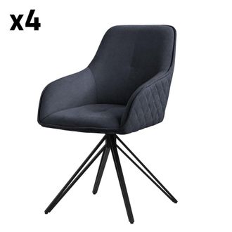 ML Design 4x Sillas de comedor giratoria color antracita tapizado de tela tejida