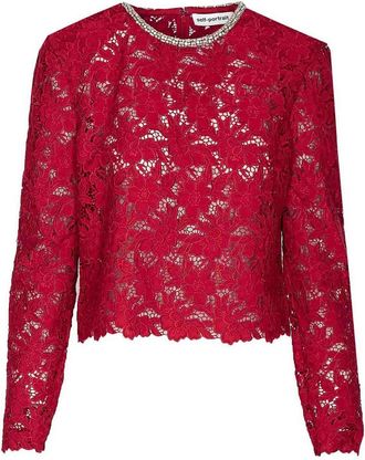 Self Portrait Lace Crystal Top