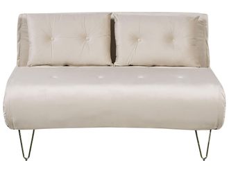 Beliani Divano Letto A 2 Posti In Velluto Beige Con Gambe In Metallo Dorato Vestfold