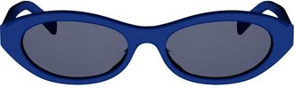 Celine Triomphe Mini 54mm Oval Sunglasses in Shiny Blue/blue at Nordstrom