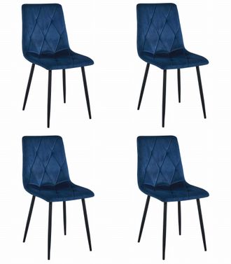 OEM Silla Libra - Terciopelo Azul Marino / Patas Negras X 4