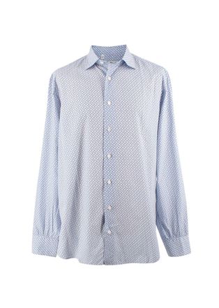 Cesare Attolini Napoli Blue Patterned Shirt Size 17