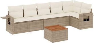 vidaXL Vidaxl - Set Sof&aacute;s De Jard&iacute;n 7 Piezas Y Cojines Rat&aacute;n Sint&eacute;tico Beige