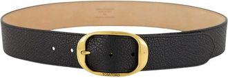 Tom Ford Grain Leather Oval Belt - unisex - Riemen - Zwart - 105 CM - Leer - Accessoires
