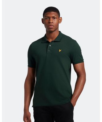 Lyle & Scott Mens Plain Polo Shirt in Green Cotton - Size Large
