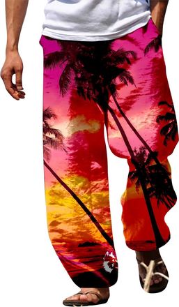 Generic Mens 3D Printed Tracksuit Bottoms Elasticated Waist Hippie Bloomers Cargo Trousers Lounge Pants Beach Walking Running Jogging Sweatpants Breathable Ca