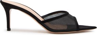 Gianvito Rossi Sienna 70 Suede Mules - Black - 38 (IT38 / UK5)