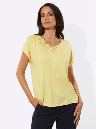 Cr&eacute;ation L Rundhalsshirt CREATION L Modal-Mix-Shirt, Damen, Gr. 36, zitrone, 95% Modal, 5% Elasthan, unifarben, Rundhals, Shirts Rundhalsshirt