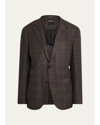 Ermenegildo Zegna Mens Oasi Cashmere Plaid Single-Breasted Sport Coat
