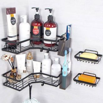 OEM Etag&egrave;re Douche, 4 Pcs Etagere Rangement Sans Percage Pour Salle De Bain - Noir