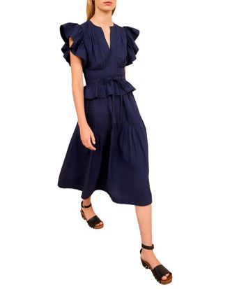Ulla Johnson Florence Flutter Sleeve Midi Dress