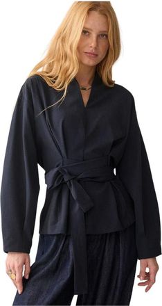 Summum Top Pinstripe small - Dames - Blouses & Shirts - Blauw - Maat: M Viscose