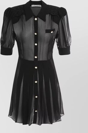 Alessandra Rich silk short-sleeve mini shirt dress