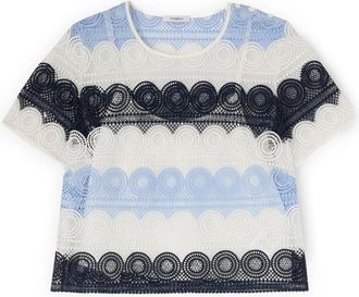 Motivi Macram&eacute; kanten T-shirt - Dames - Blouses - Wit - 2XS - Polyester - Overhemden
