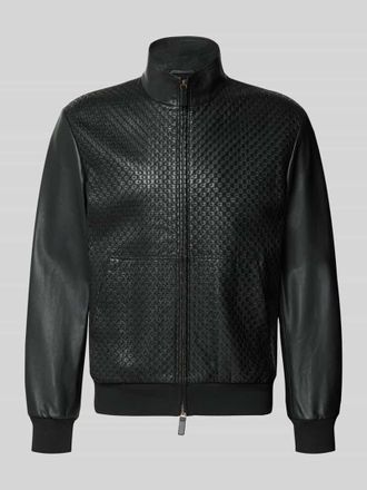 Emporio Armani Lederjacke aus Lammleder mit Eingrifftaschen in Black, Gr&ouml;&szlig;e 52