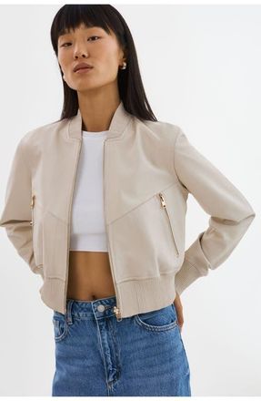 LaMarque Kordella | Reversible Leather Bomber Jacket in Bone at Nordstrom, Size Xx-Small