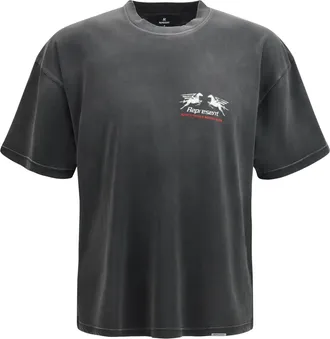 Represent Mens T-Shirt 24 Hour Service Graphic Black Stained Cotton T-Shirts And Polos
