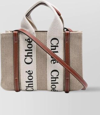 Chlo&eacute; woody mini linen tote bag