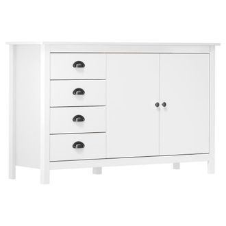 Berkfield Home Sideboard Hill White 130x40x80 cm Solid Pine Wood | Size: 130 x 40 x 80 cm