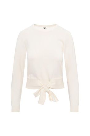Vivid Crew Neck Bottom Tie Soft Knit Sweater in Cream at Nordstrom, Size X-Large