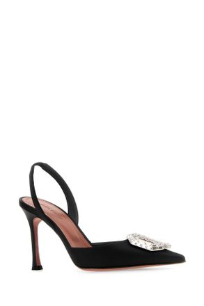 Amina Muaddi Cameliasling90 Black Scarpe Con Tacco High Heel Shoes