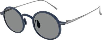 Giorgio Armani Ronde Zonnebril - Heren - Zonnebrillen - Blauw - 46 MM - Accessoires