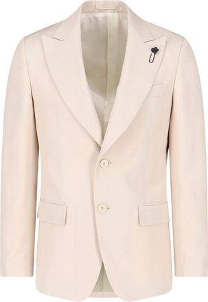 Lardini Cream Single-Breasted Viscose Blazer